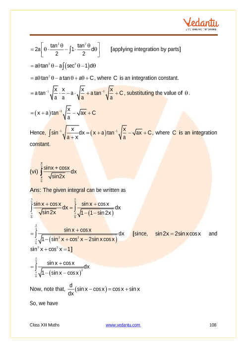 CBSE Class 12 Mathematics - Chapter 7 - Integrals | Important Questions ...