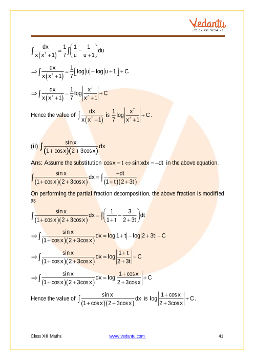 CBSE Class 12 Mathematics - Chapter 7 - Integrals | Important Questions ...