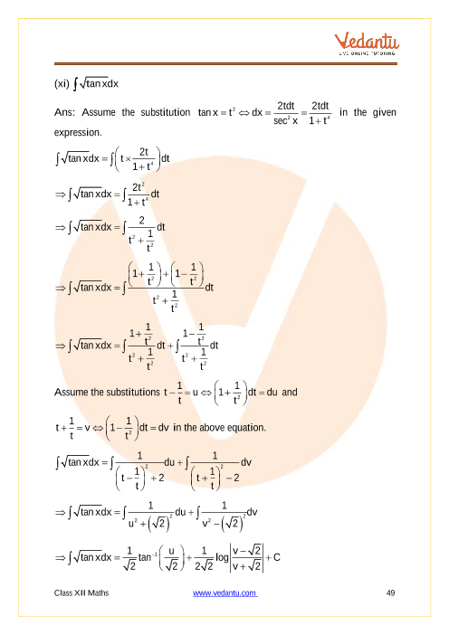 CBSE Class 12 Mathematics - Chapter 7 - Integrals | Important Questions ...