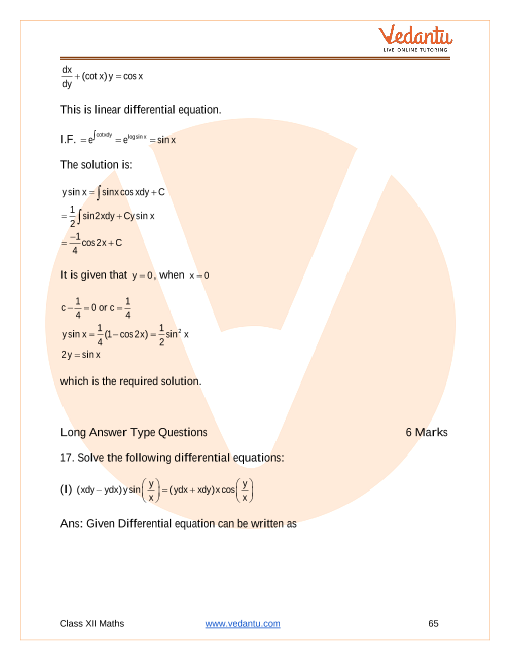 Important questions and answers of CBSE class 12 Maths