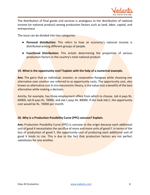 Important questions and answers of CBSE class 12 Economics