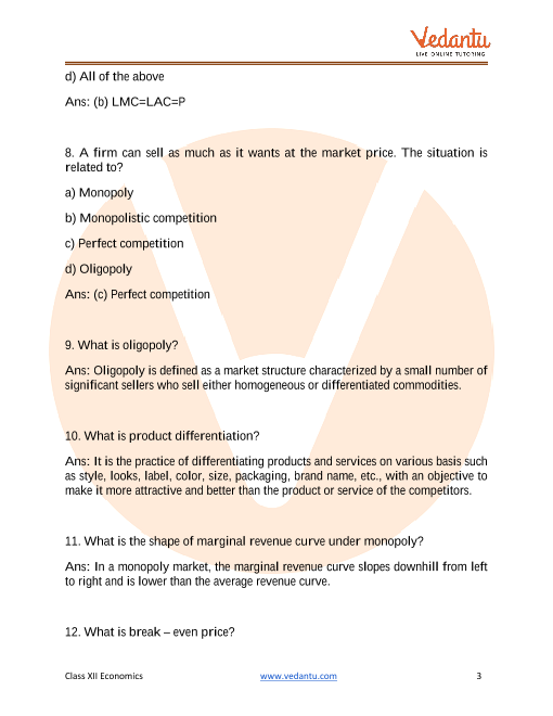 Important questions and answers of CBSE class 12 Economics