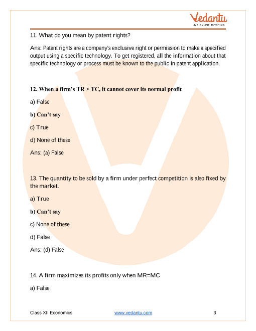 Important questions and answers of CBSE class 12 Economics