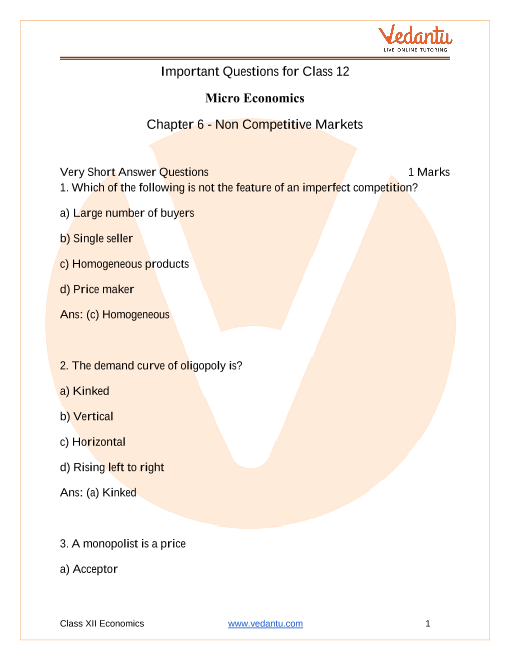 Important questions and answers of CBSE class 12 Economics