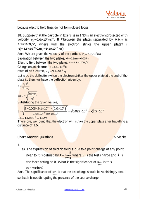 Important questions and answers of CBSE class 12 Physics