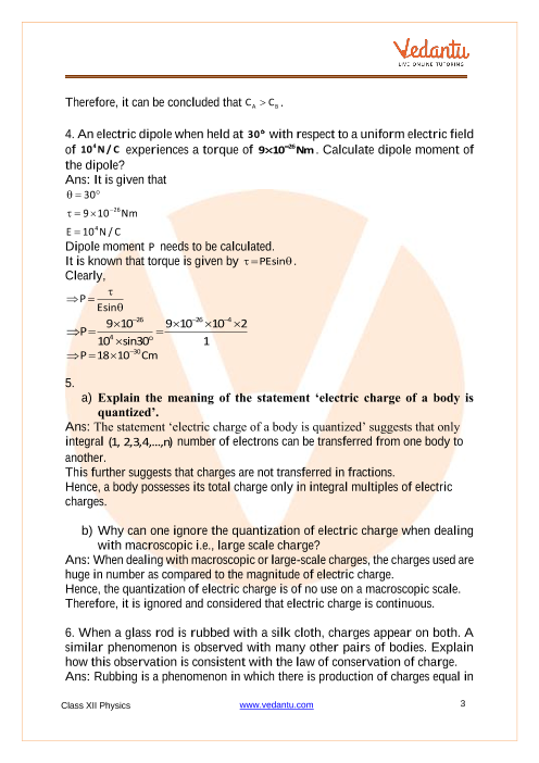 Important questions and answers of CBSE class 12 Physics