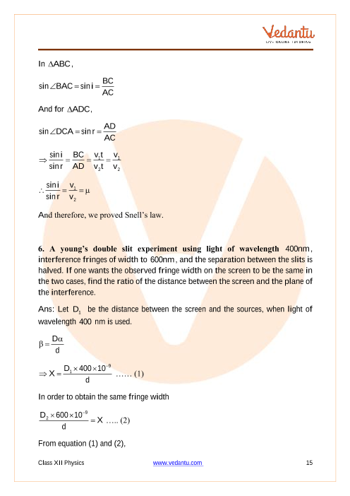 Important questions and answers of CBSE class 12 Physics