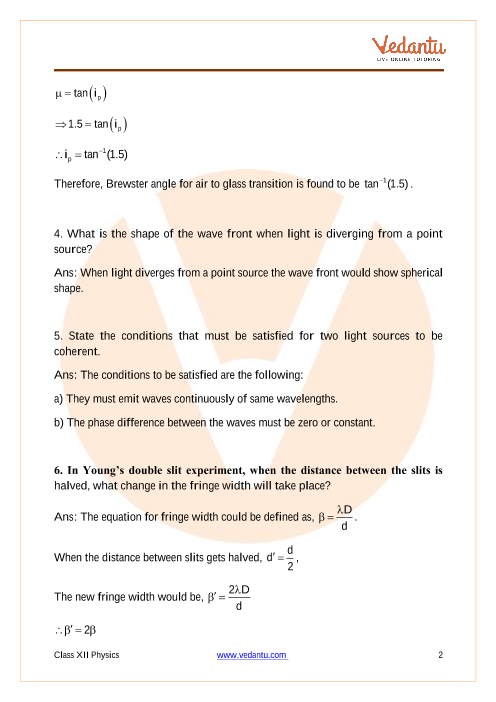 Important questions and answers of CBSE class 12 Physics