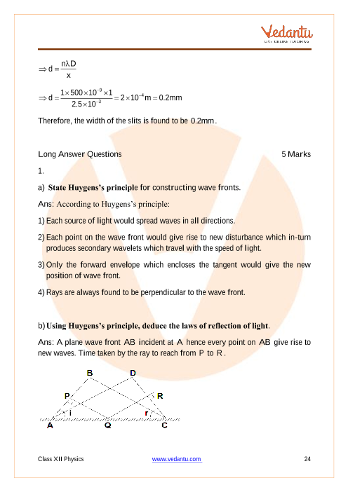 CBSE Class 12 Physics - Chapter 10 - Wave Optics - Important Questions ...