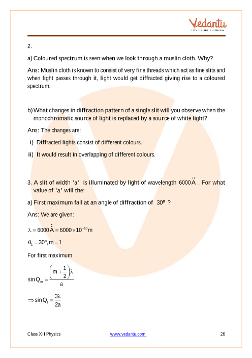 CBSE Class 12 Physics - Chapter 10 - Wave Optics - Important Questions ...