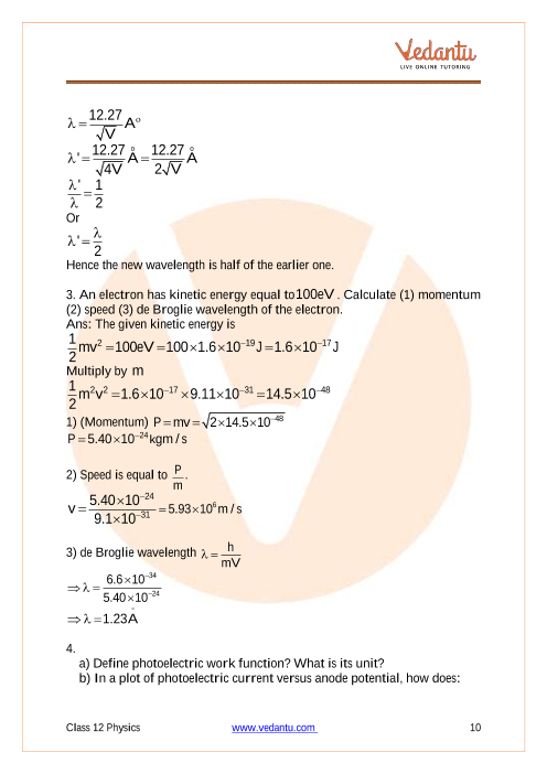 Important questions and answers of CBSE class 12 Physics