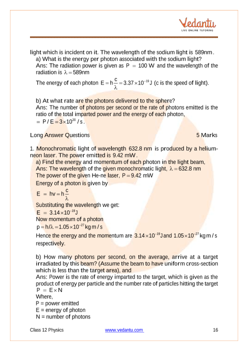 Important questions and answers of CBSE class 12 Physics