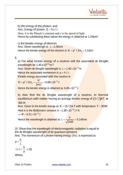 Important questions and answers of CBSE class 12 Physics