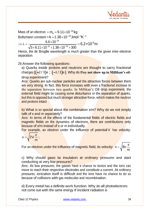 Important questions and answers of CBSE class 12 Physics