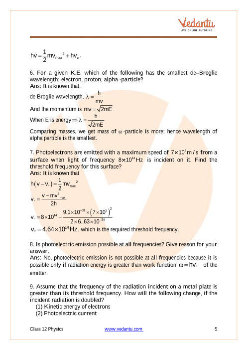 Important questions and answers of CBSE class 12 Physics