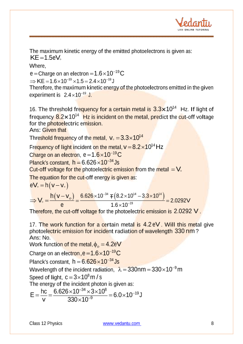 Important questions and answers of CBSE class 12 Physics