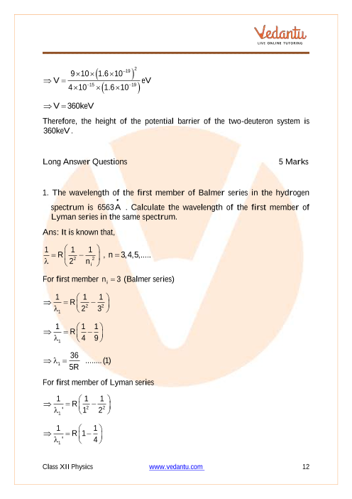 Important questions and answers of CBSE class 12 Physics