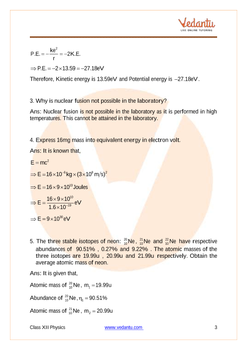 Important questions and answers of CBSE class 12 Physics