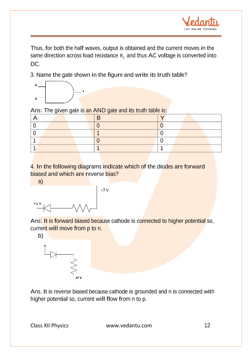 Important questions and answers of CBSE class 12 Physics