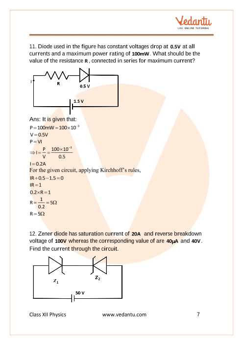 Important questions and answers of CBSE class 12 Physics