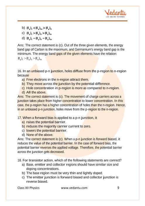 Important questions and answers of CBSE class 12 Physics