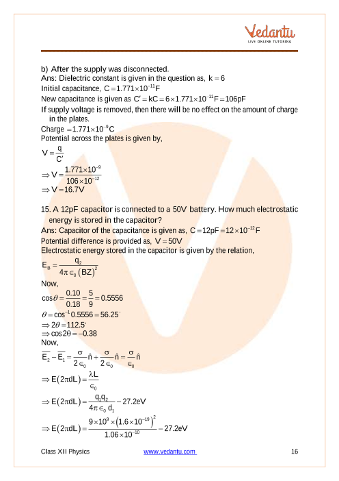 Important questions and answers of CBSE class 12 Physics