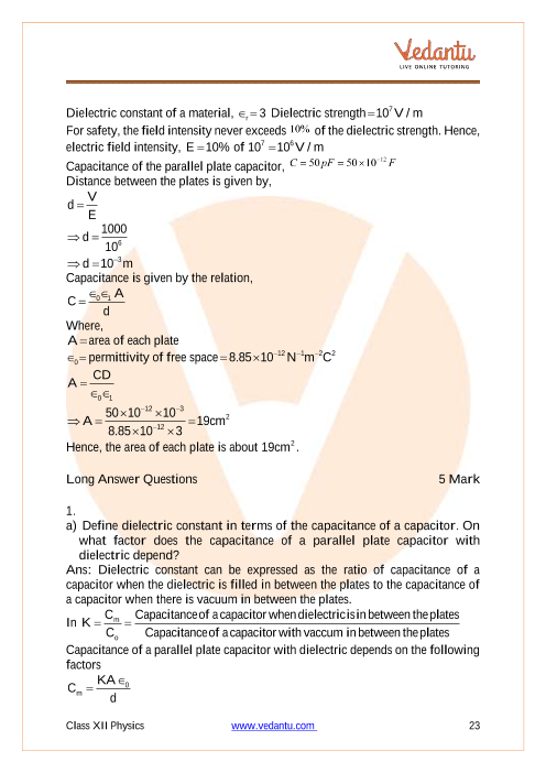 Important questions and answers of CBSE class 12 Physics