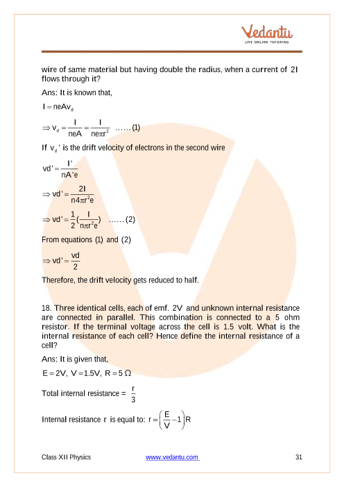 Important questions and answers of CBSE class 12 Physics