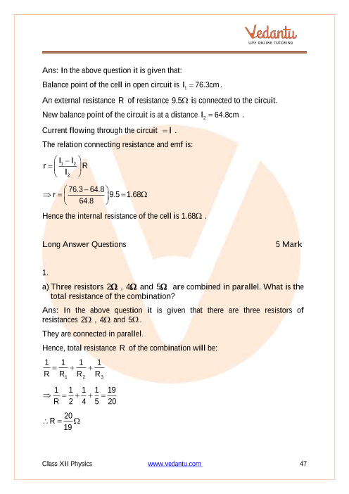 Important questions and answers of CBSE class 12 Physics