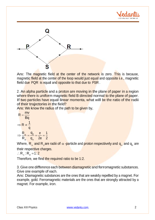 Important questions and answers of CBSE class 12 Physics