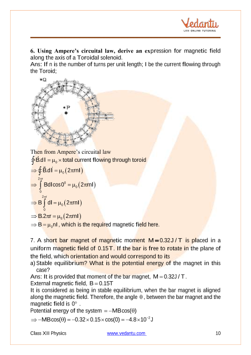 Important questions and answers of CBSE class 12 Physics