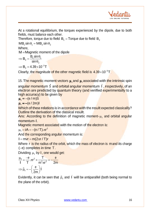 case study questions class 12 physics chapter 5