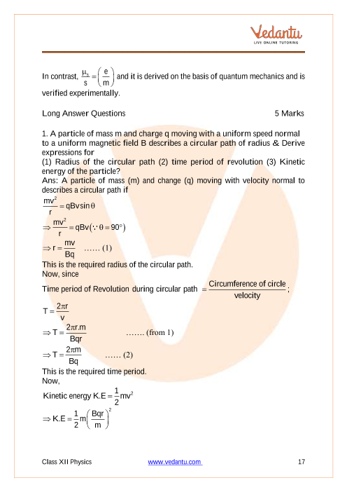 case study questions class 12 physics chapter 5