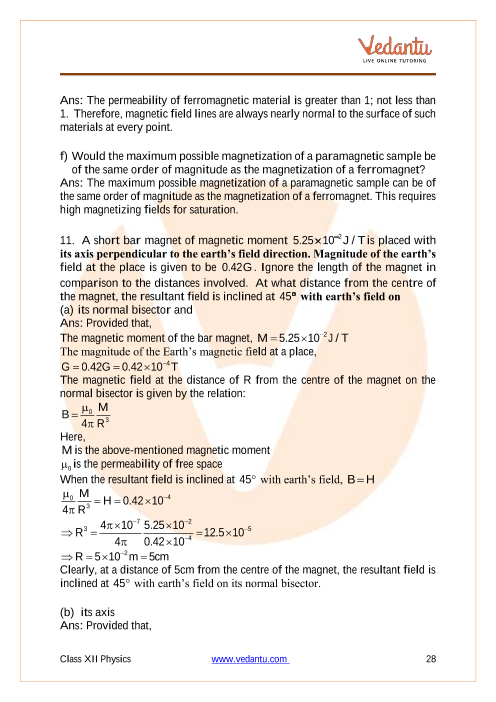 Important questions and answers of CBSE class 12 Physics