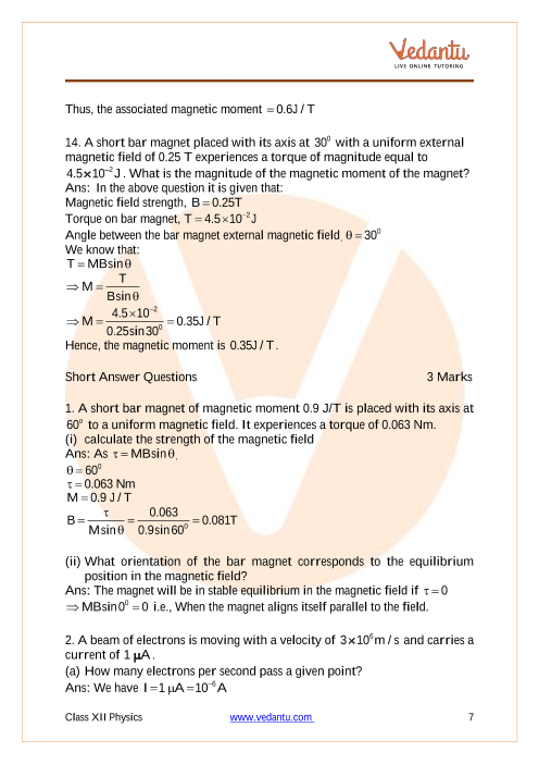 Important questions and answers of CBSE class 12 Physics