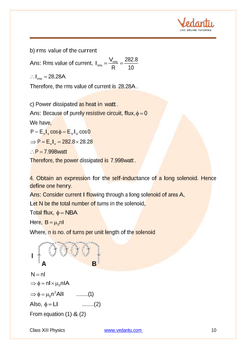 Important questions and answers of CBSE class 12 Physics