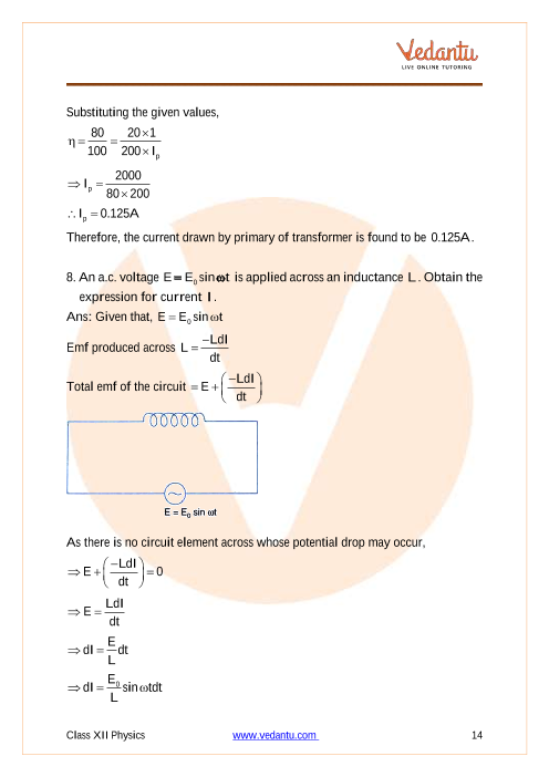 Important questions and answers of CBSE class 12 Physics