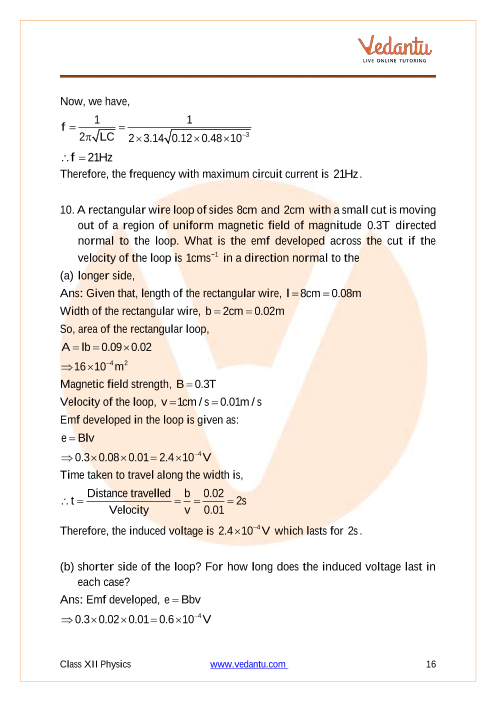 Important questions and answers of CBSE class 12 Physics