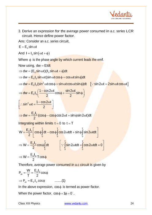 Important questions and answers of CBSE class 12 Physics