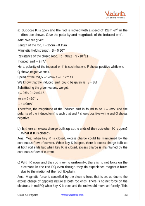 Important questions and answers of CBSE class 12 Physics