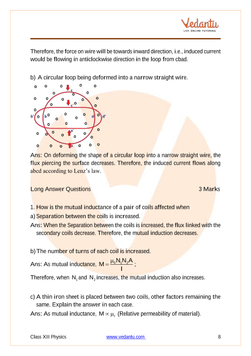 Important questions and answers of CBSE class 12 Physics