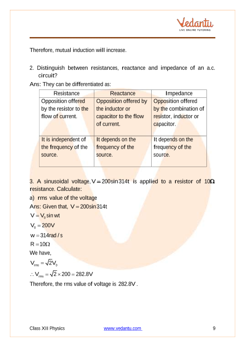 Important questions and answers of CBSE class 12 Physics