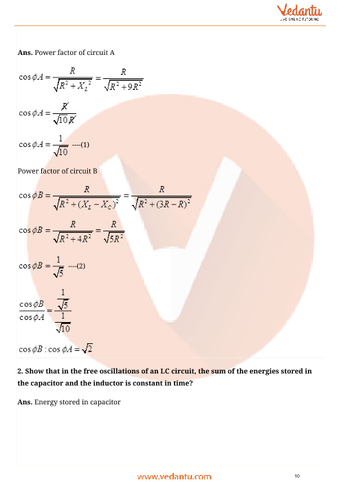 Important questions and answers of CBSE class 12 Physics