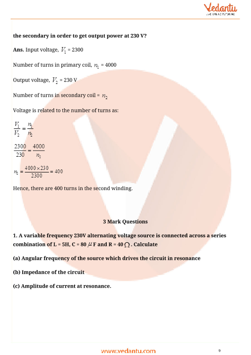 Important questions and answers of CBSE class 12 Physics