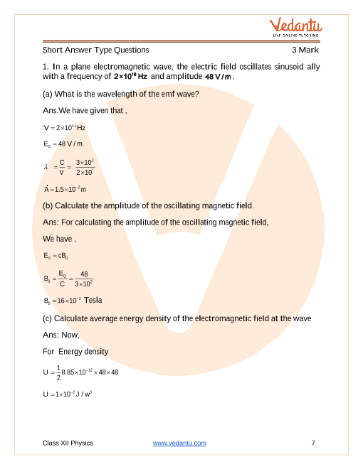 Important questions and answers of CBSE class 12 Physics