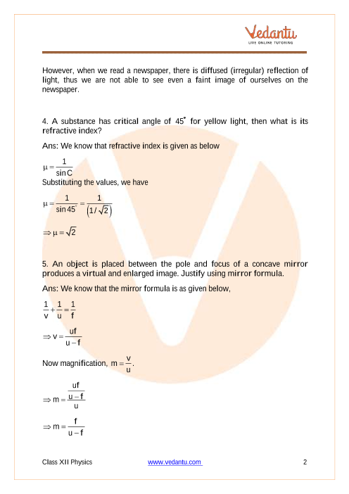 Important questions and answers of CBSE class 12 Physics