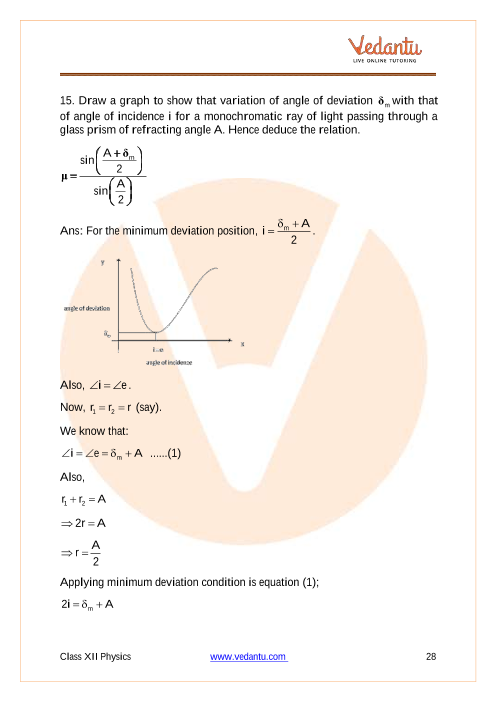 Important questions and answers of CBSE class 12 Physics