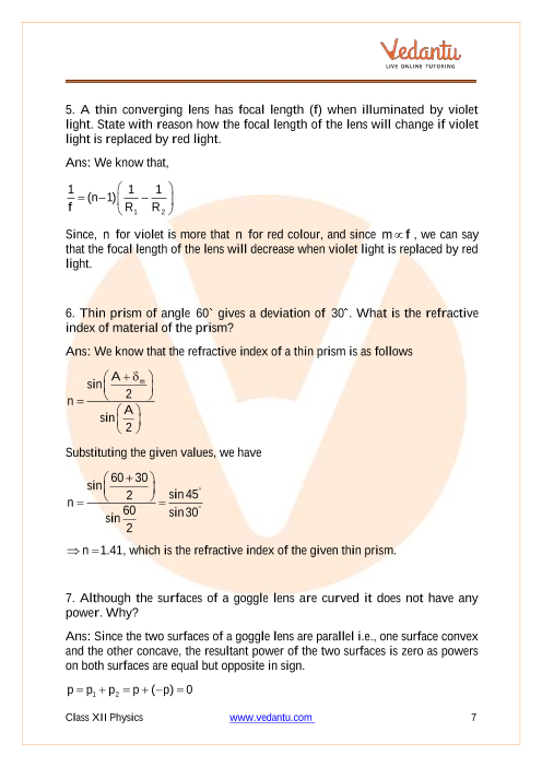 Important questions and answers of CBSE class 12 Physics