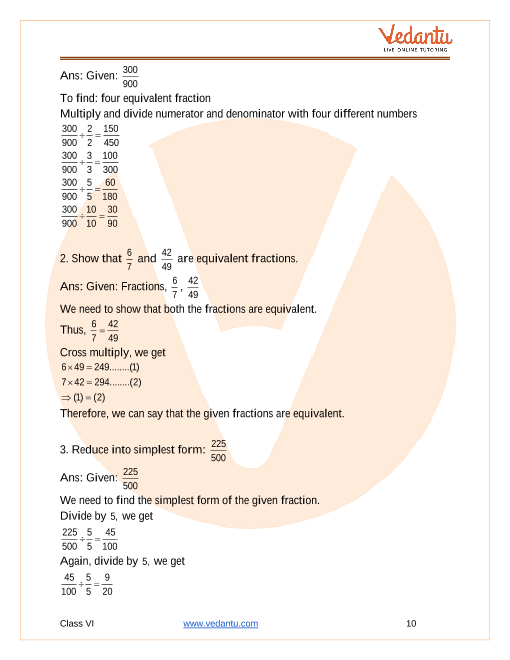 CBSE Class 6 Maths Chapter 7 - Fractions Important Questions 2023-24