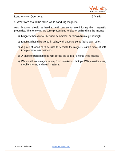 Questions on magnetism for deals class 6